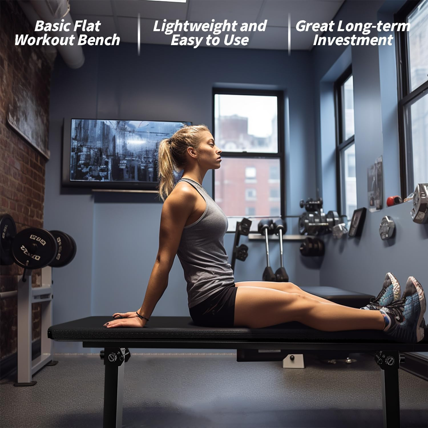 Flat Bench, Flat Weight Workout Exercise Bench Easy,Assembly,Foldaway Bench for
