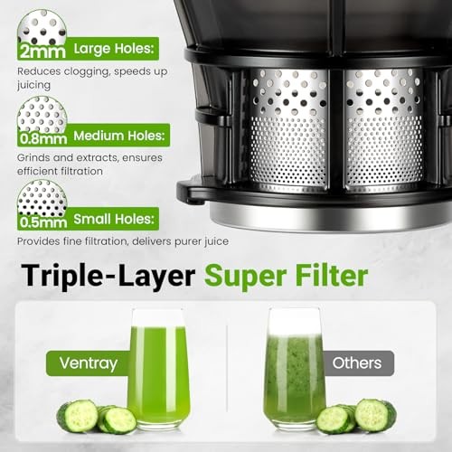 Juicer Machine, Cold Press Juicer with 5.1'' Extra Large Feed Chute for Whole