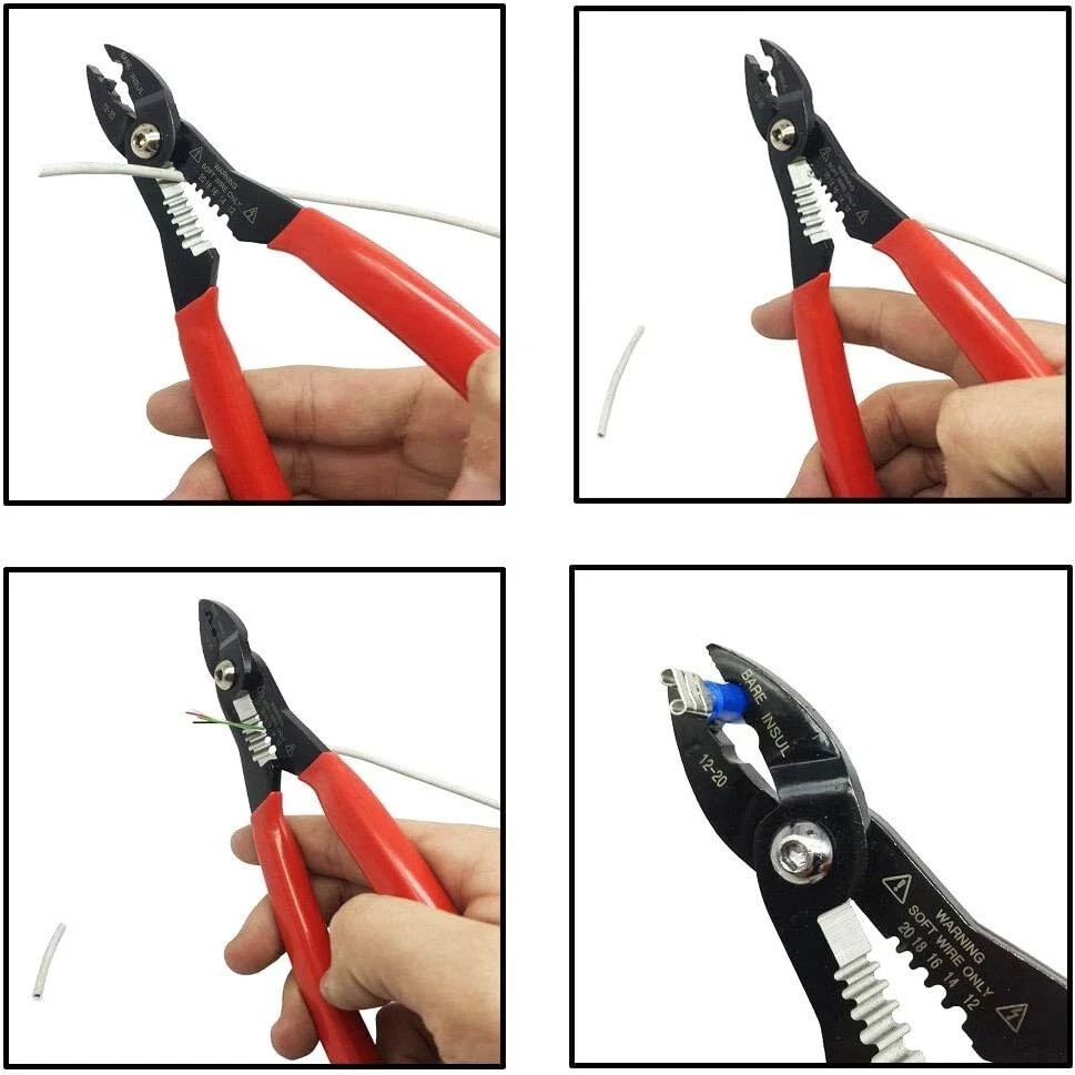 6.9" Multi-Function Wire Stripper Cutter Crimping Pliers 12-20 AWG Electrical To