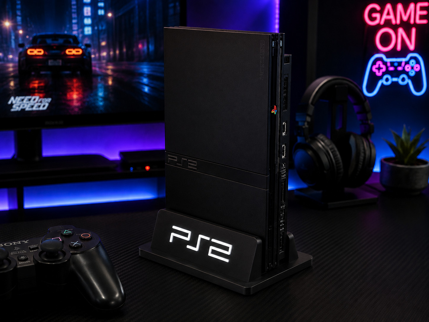 PS2 Slim Vertical Stand Display Holder Base PlayStation 2 Slim Console Stand