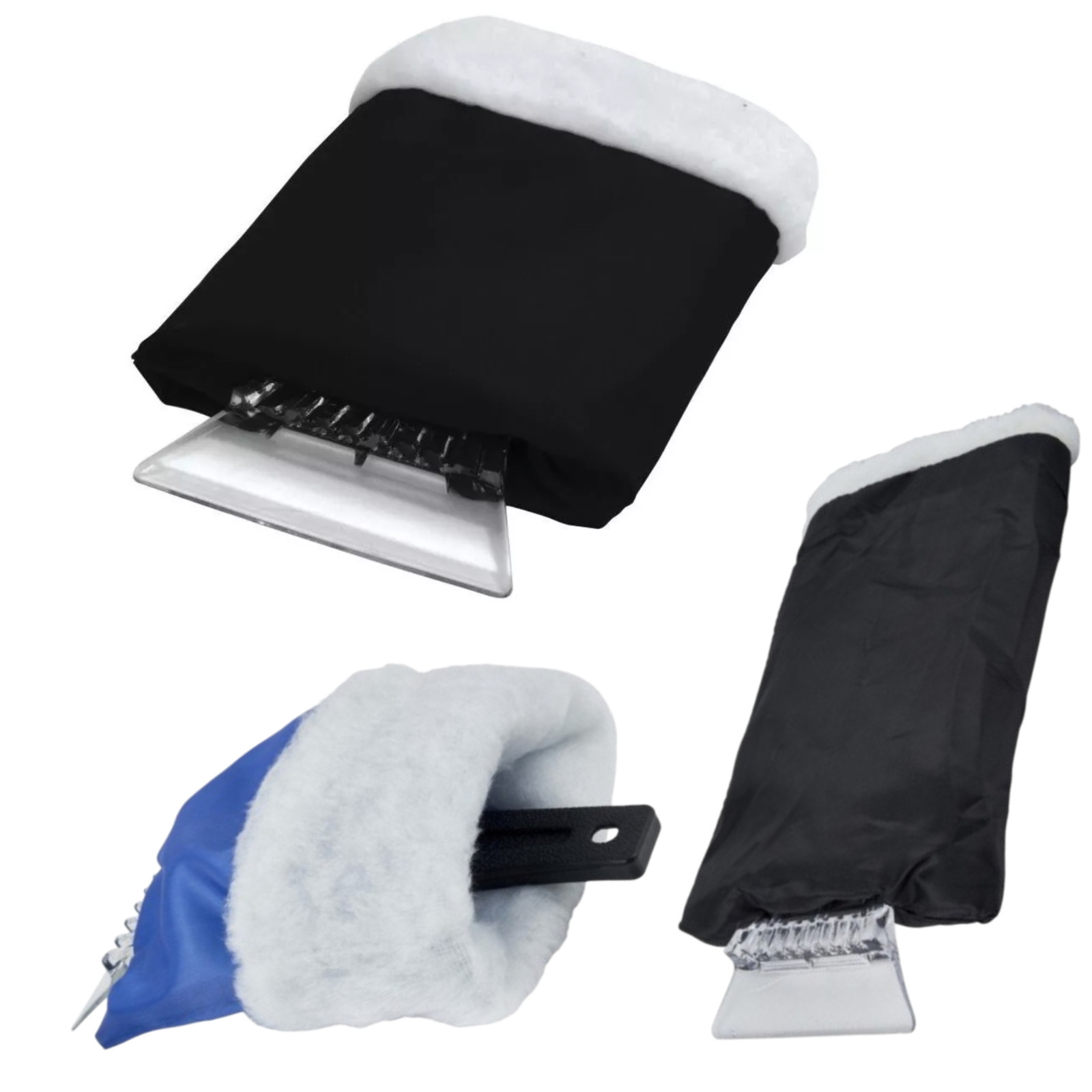 Ice Scraper Glove Snow Frost Remover Warm Hands Fleece Sponge Lined Mitt Car UK