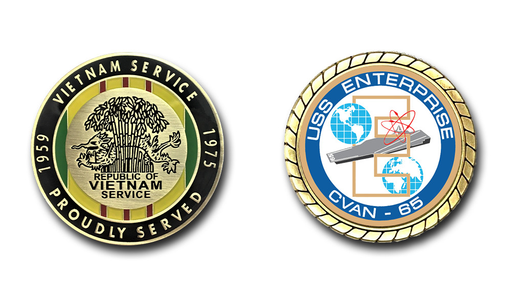 USS Enterprise CVAN-65 Vietnam Service Challenge Coin Officially Licensed Navy