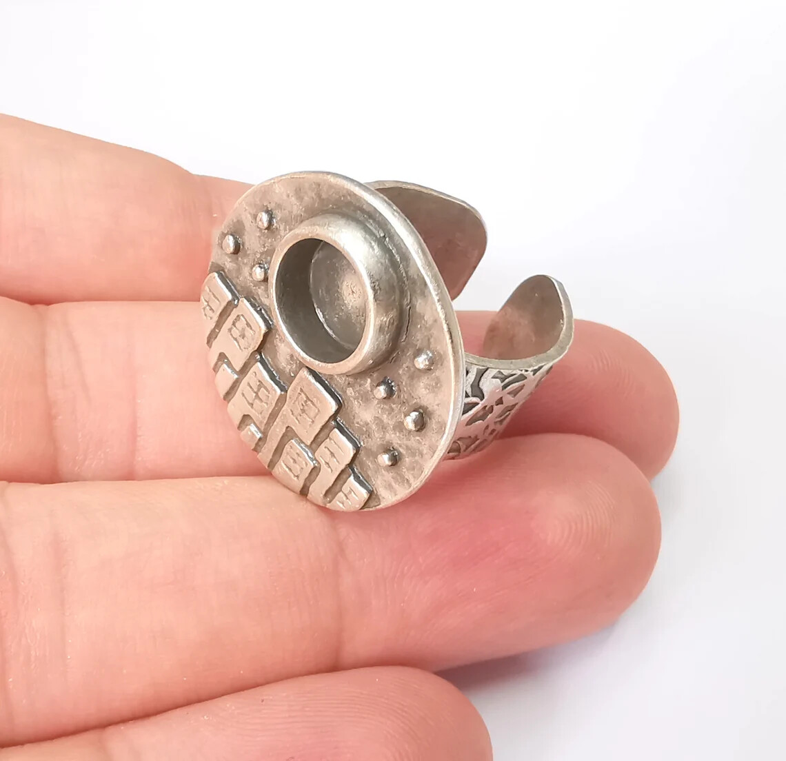 City Ring Blank Setting Cabochon Mounting Adjustable Resin Ring Base Bezels