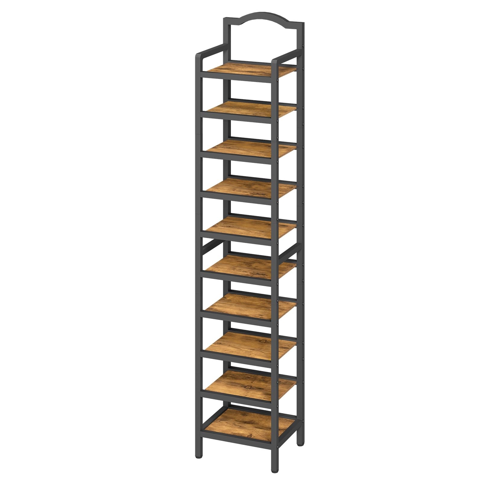 10-Tier Tall Shoe Rack, Vertical Shoe Organizer for Small Spaces, Wooden Shoe...