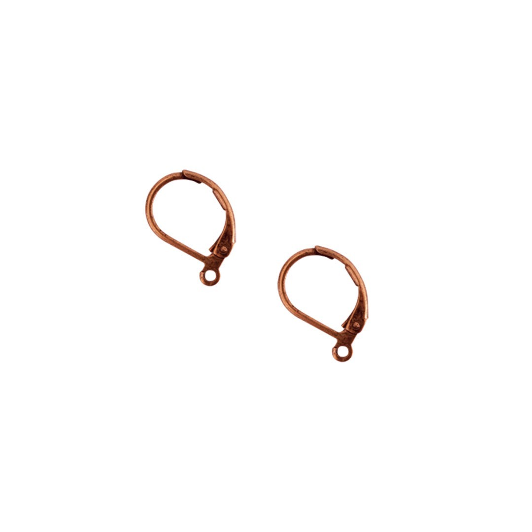 Antique Copper Leverback Earrings with Loop 13mm, Nunn Design Ear Wires 1 Pair