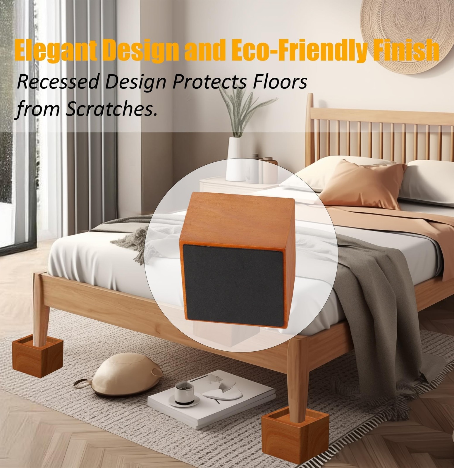 Premium Solid Pine Wood Bed Furniture Risers – 3-Inch Heavy-Duty Elevation