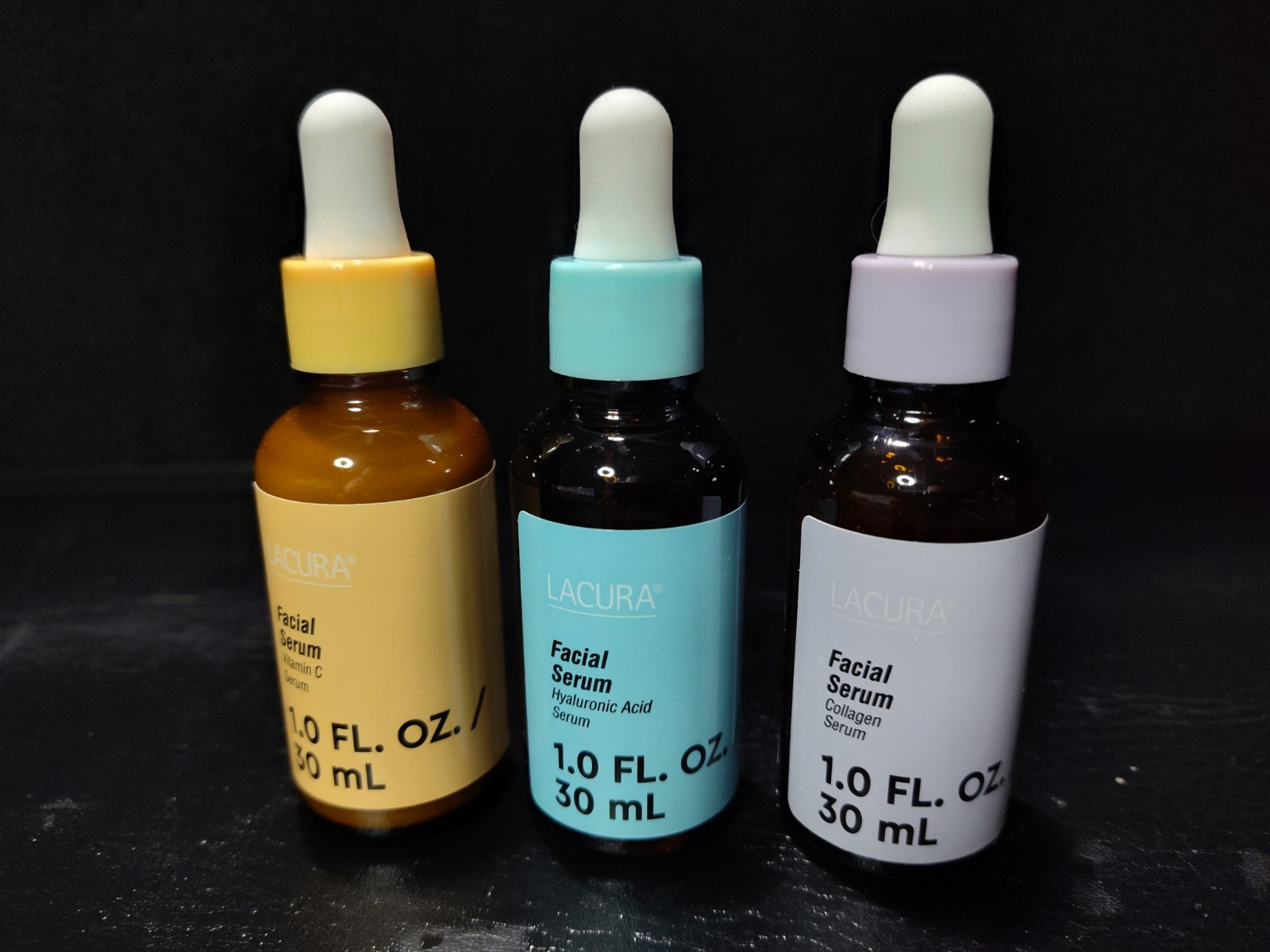 Lacura Facial Vitamin C, Collagen Serum & Hyaluronic 1 fl oz  Set of 3