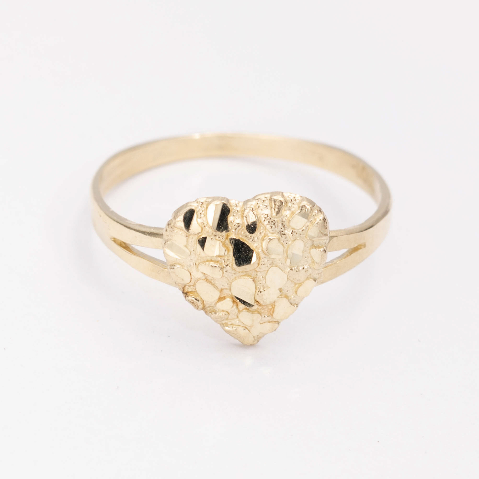 Solid 10K Gold Women's Heart Nugget Ring Yellow Gold Size 7