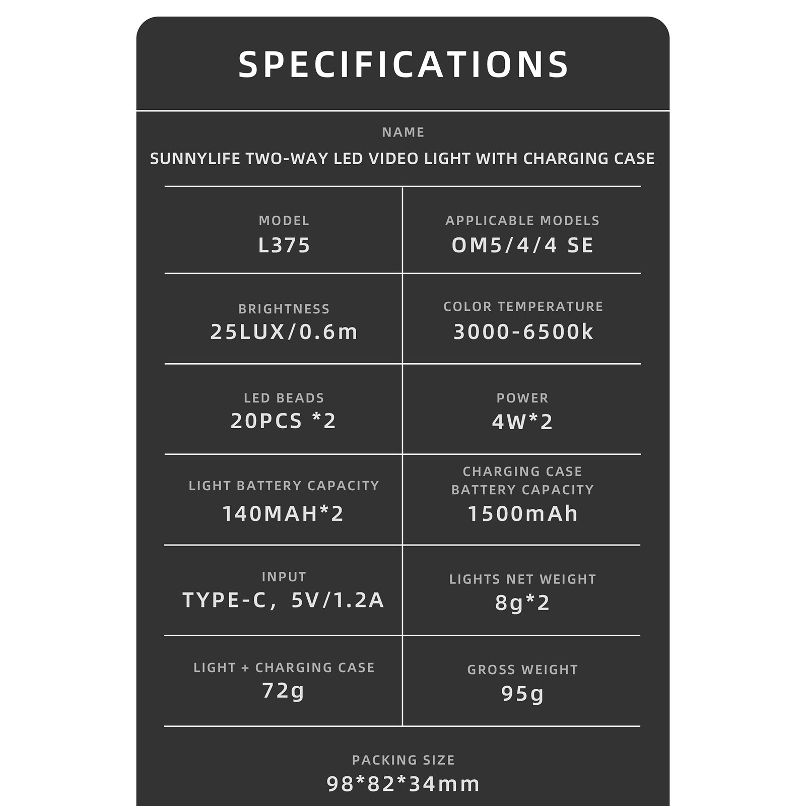2-Way Rechargeable Dimmable LED Fill Light+Charging Case For DJI OM 5 4 4SE
