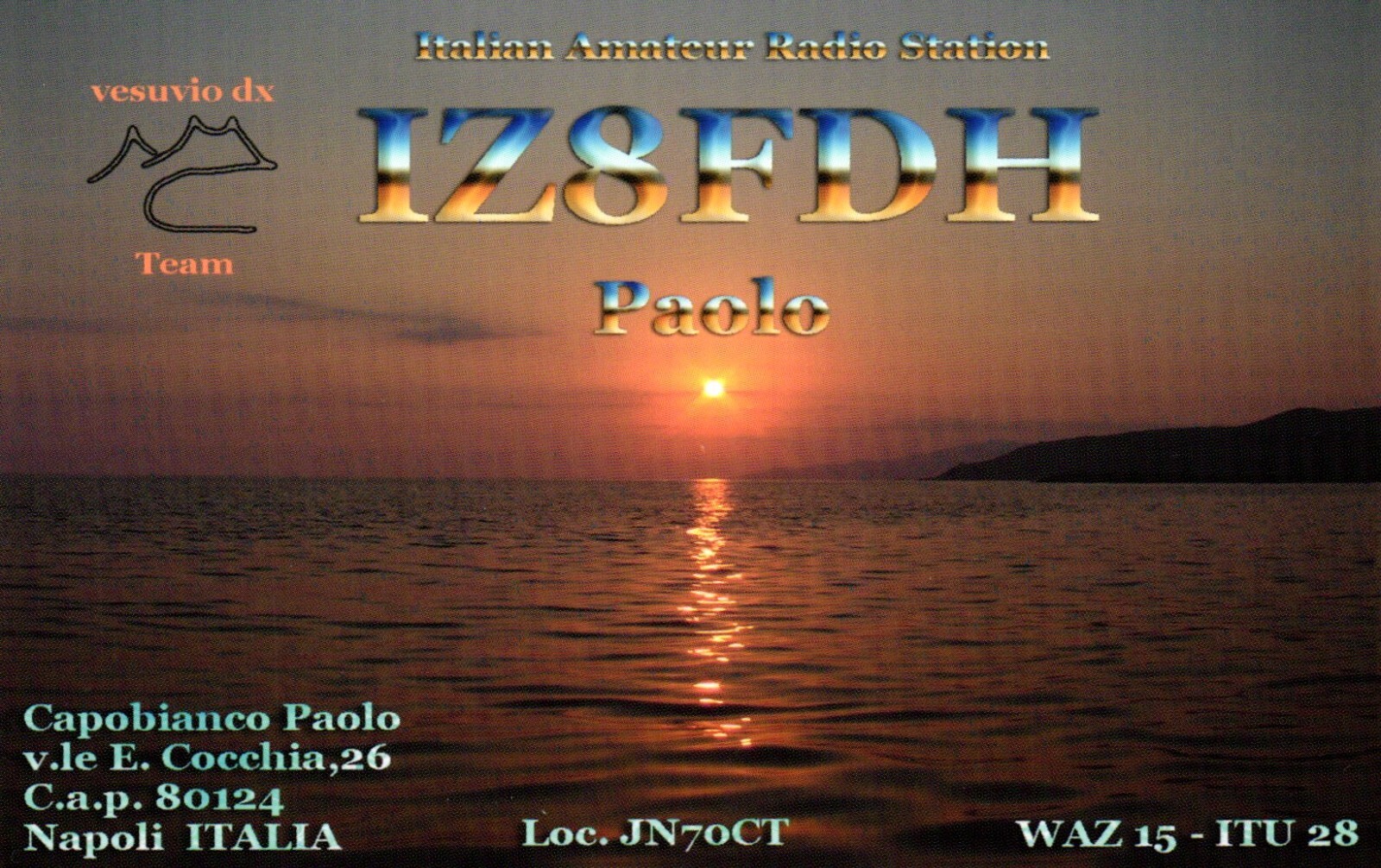 Paolo Italy IZ8FDH QSL Radio Postcard