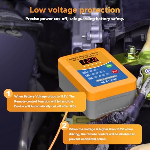 Remote Battery Disconnect Switch 12V, 240A Kill Switch for Car with Led Yellow