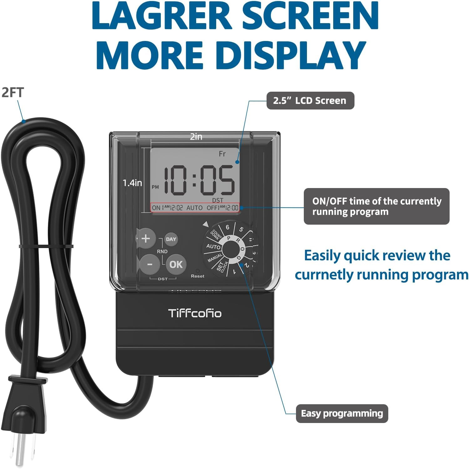Tiffcofio New Digital Outdoor Timer Waterproof, Dial Programmable Method, Outdoo