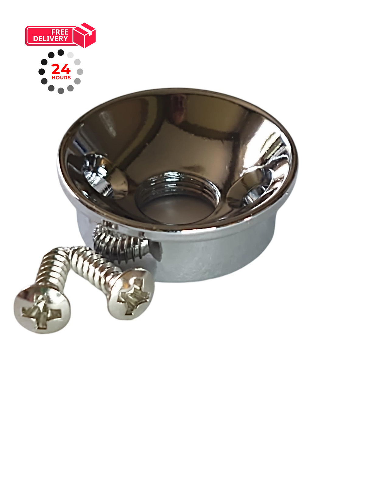 Chrome Finish Metric Electrosocket Jackplate with Screws for Telecaster Silver