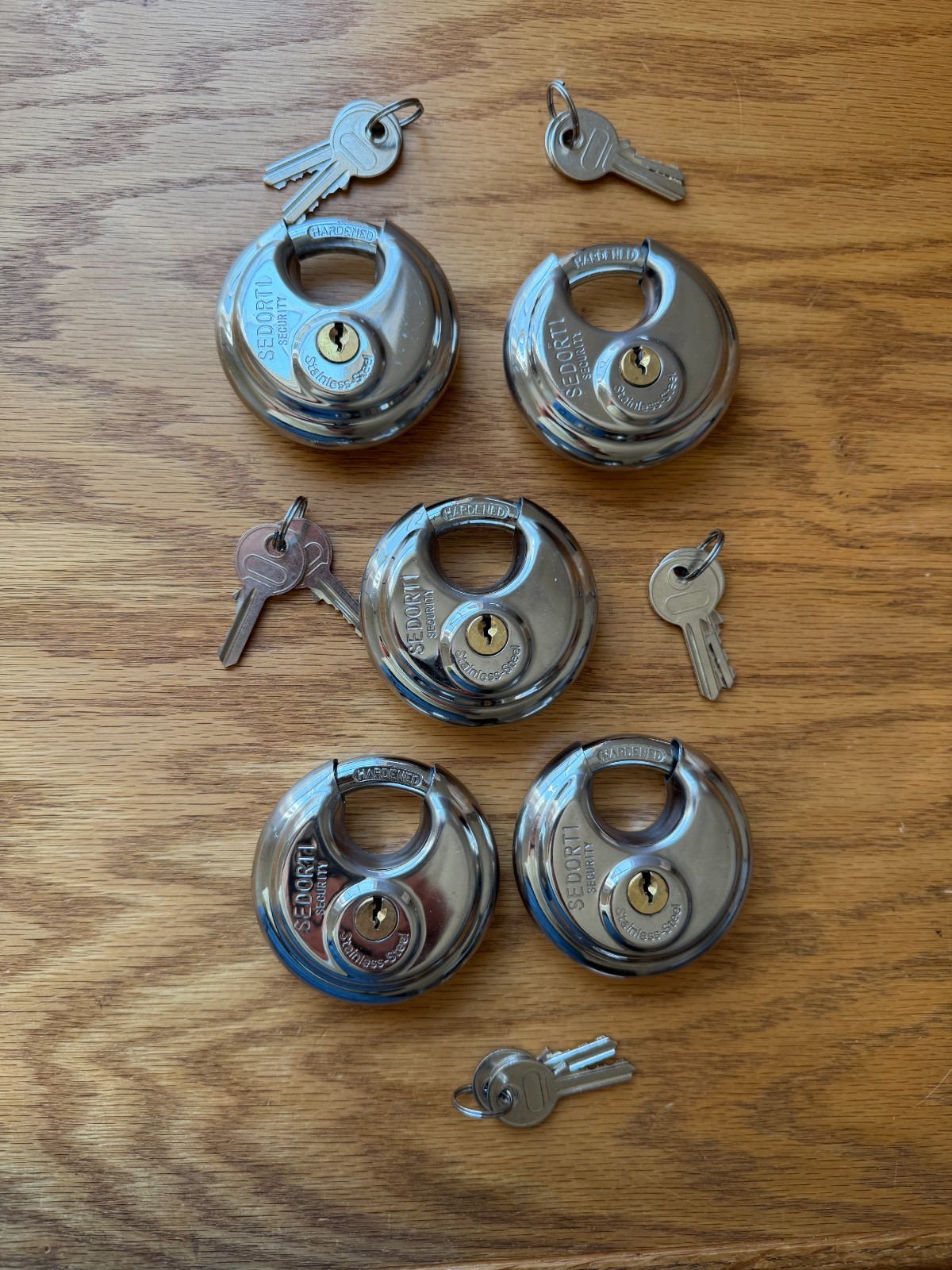 SEDORTI 5-Pack Discus Padlocks, Keyed Alike, 2-3/4" Wide, Stainless Steel    504