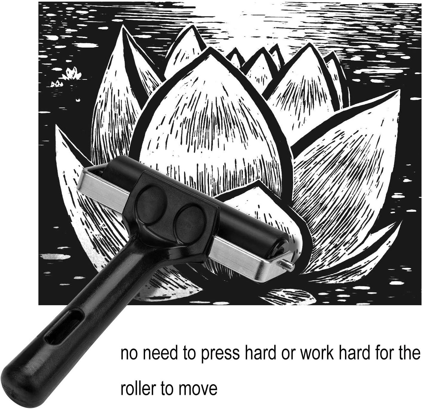 2 Pcs Rubber Roller, Hard Rubber Brayer Glue Roller for Construction Tools Print