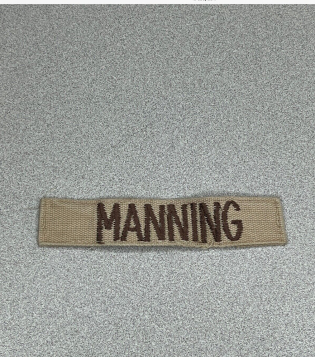 US Military Name Tape Desert DCU Manning