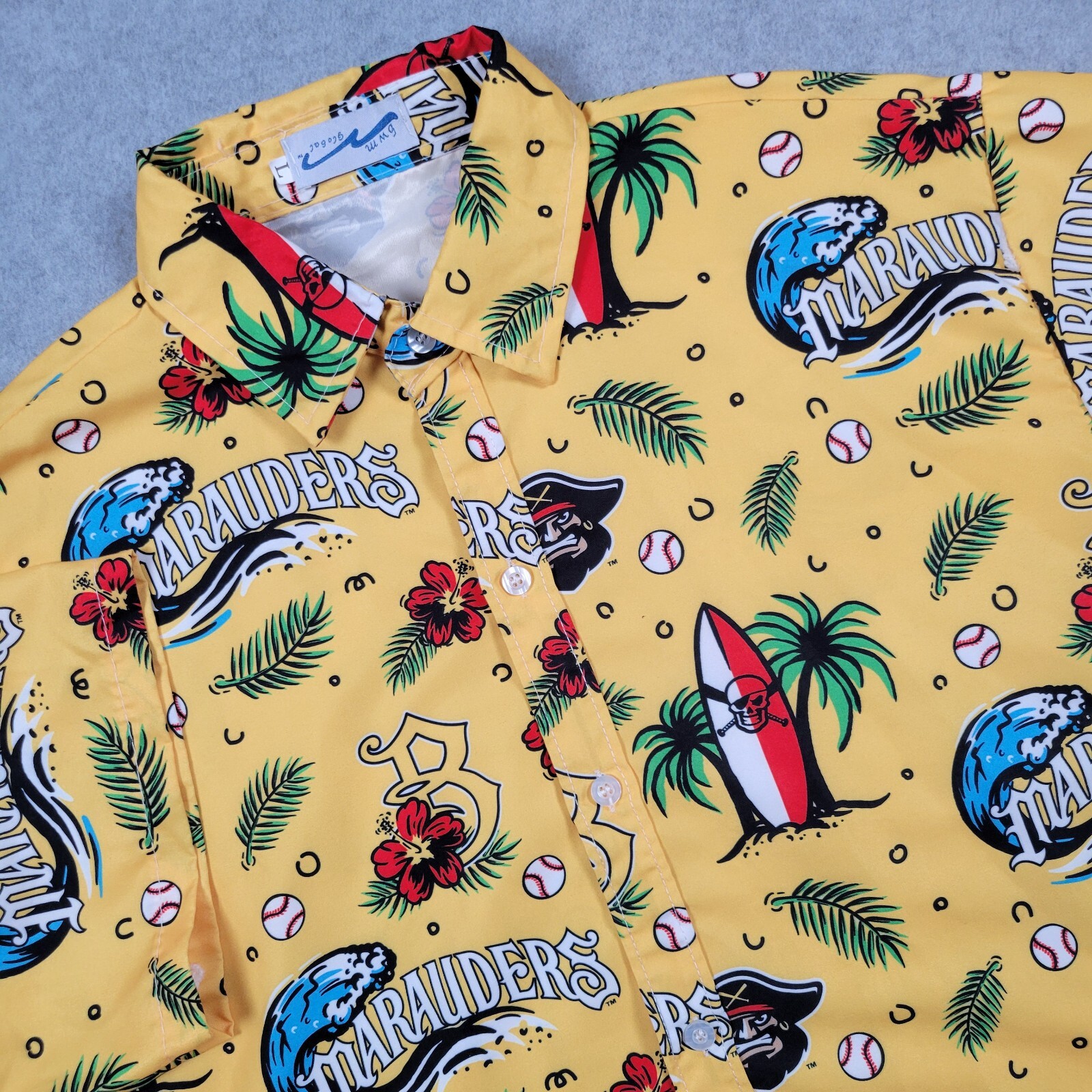 Bradenton Marauders Shirt Men Large Yellow Hawaiian Aloha Tropical Promotion SGA
