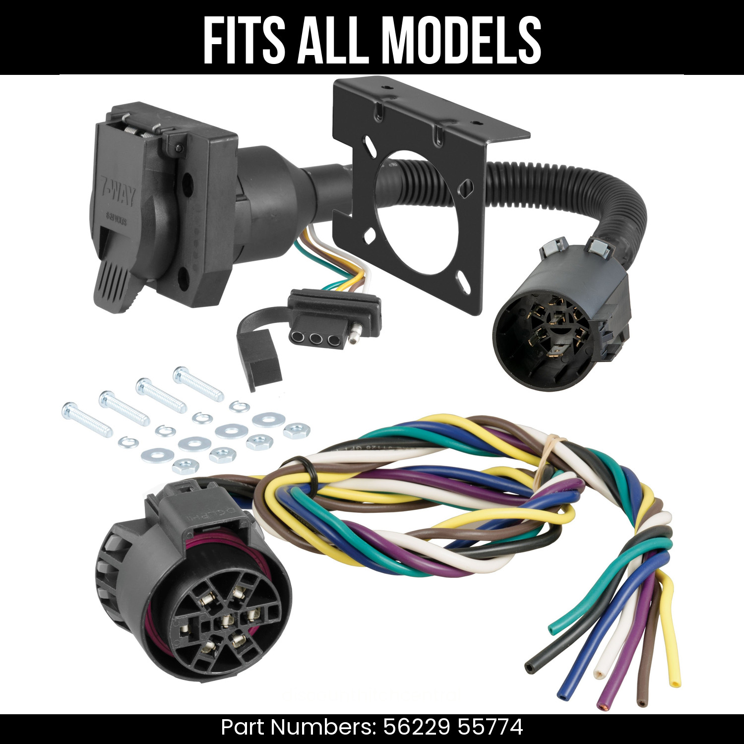 For 94-97 Ford F-Super Duty 7 Pin Trailer Wiring Plug Fits All Models Curt Wire