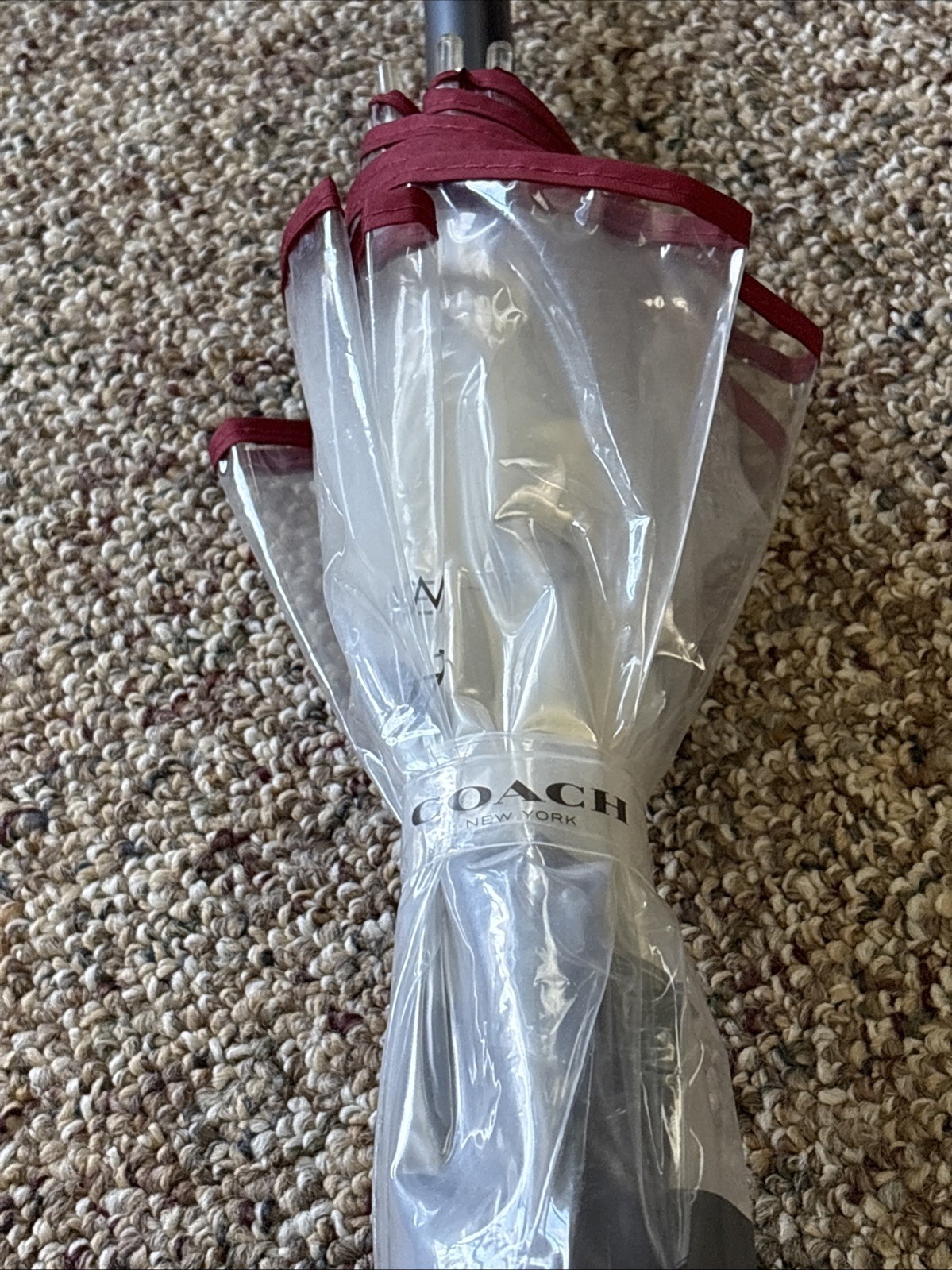 COACH BUBBLE-clear-black-burgundy Umbrella