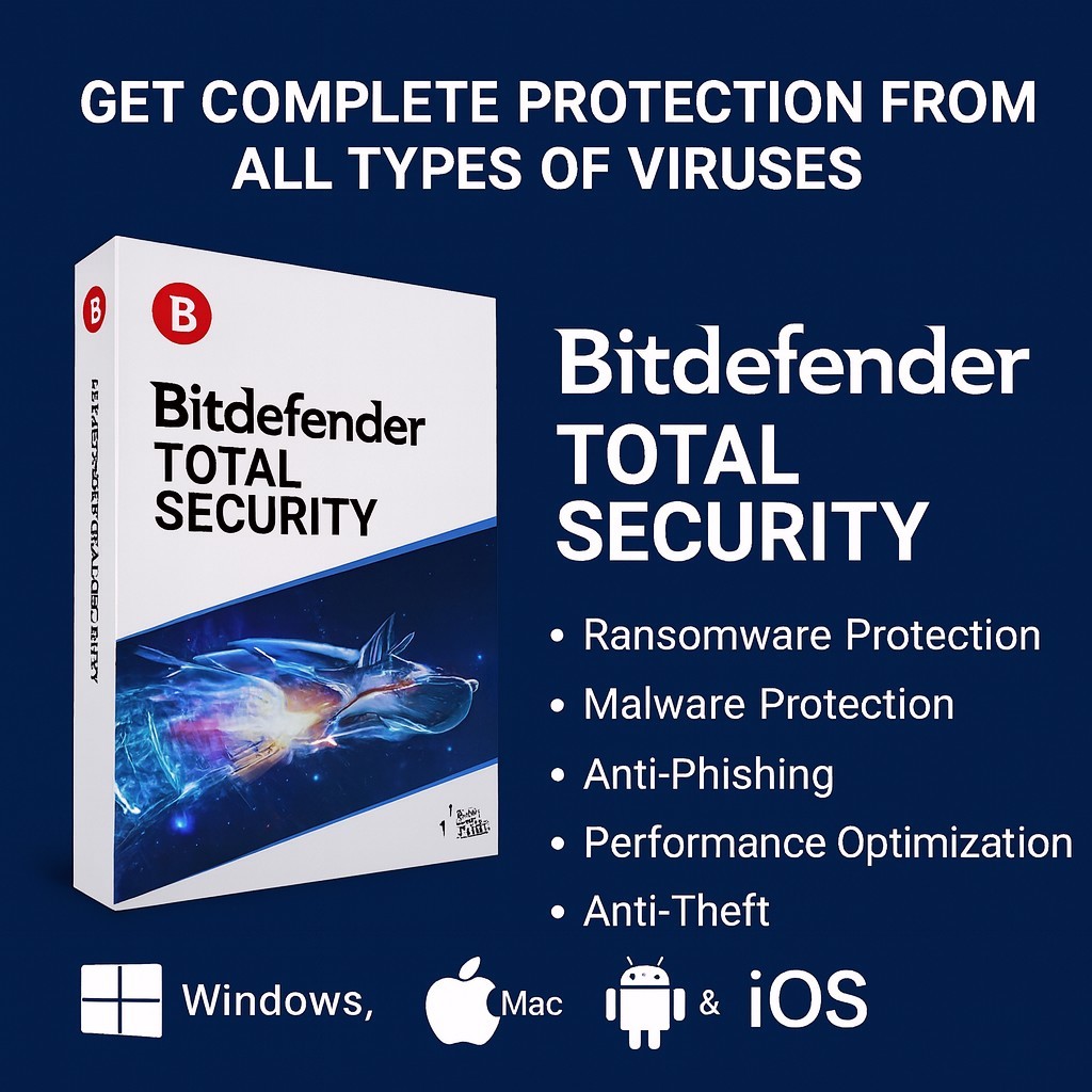 Bitdefender Total Security  1-3 Years | 1-6 Devices | Windows | Mac | Android