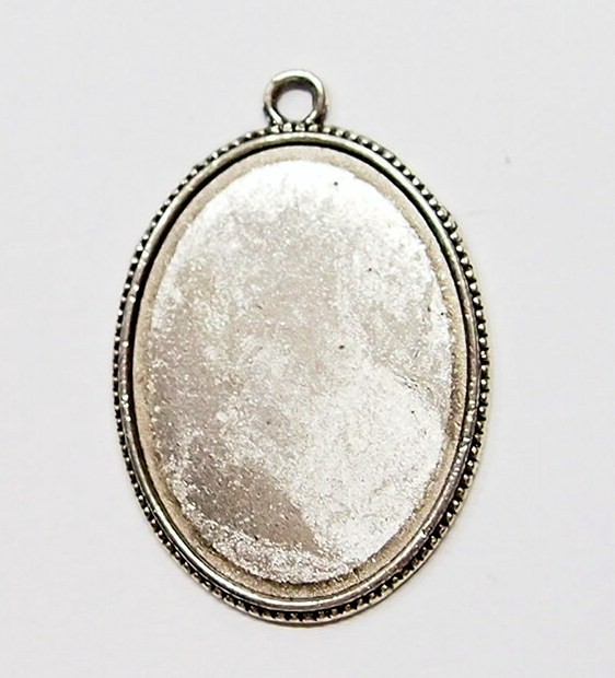 4 of 39x29mm Antique Silver Victorian Simple Beaded Band Pendant Settings