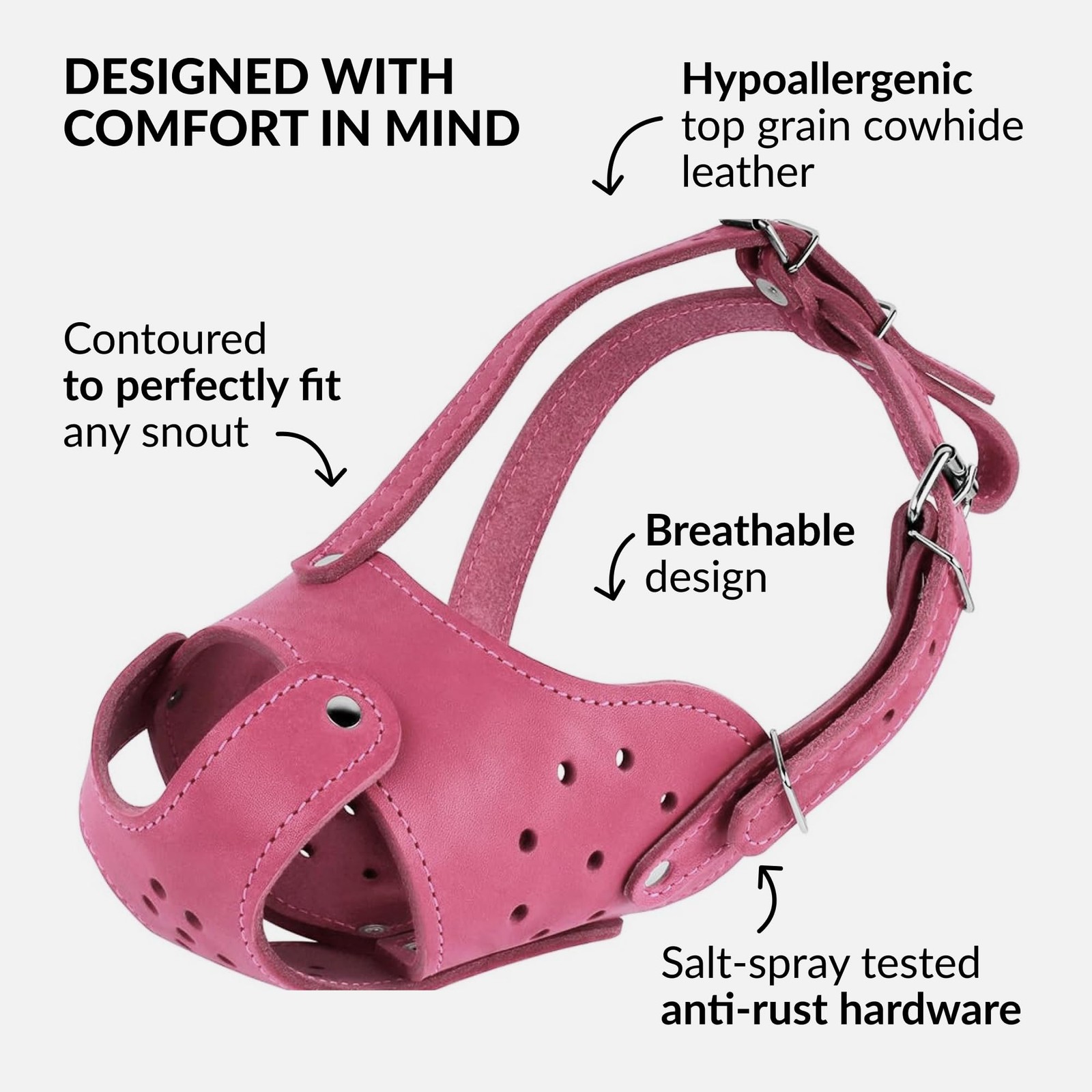 CollarDirect Dog Muzzle Pitbull Amstaff Basket 12" (31cm), Pink