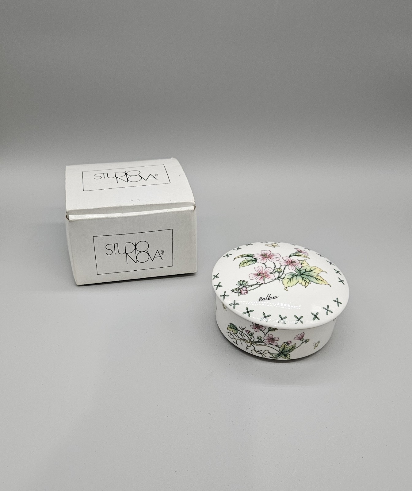 Studio Nova Round Porcelain Trinket Dish With Lid Country Herb