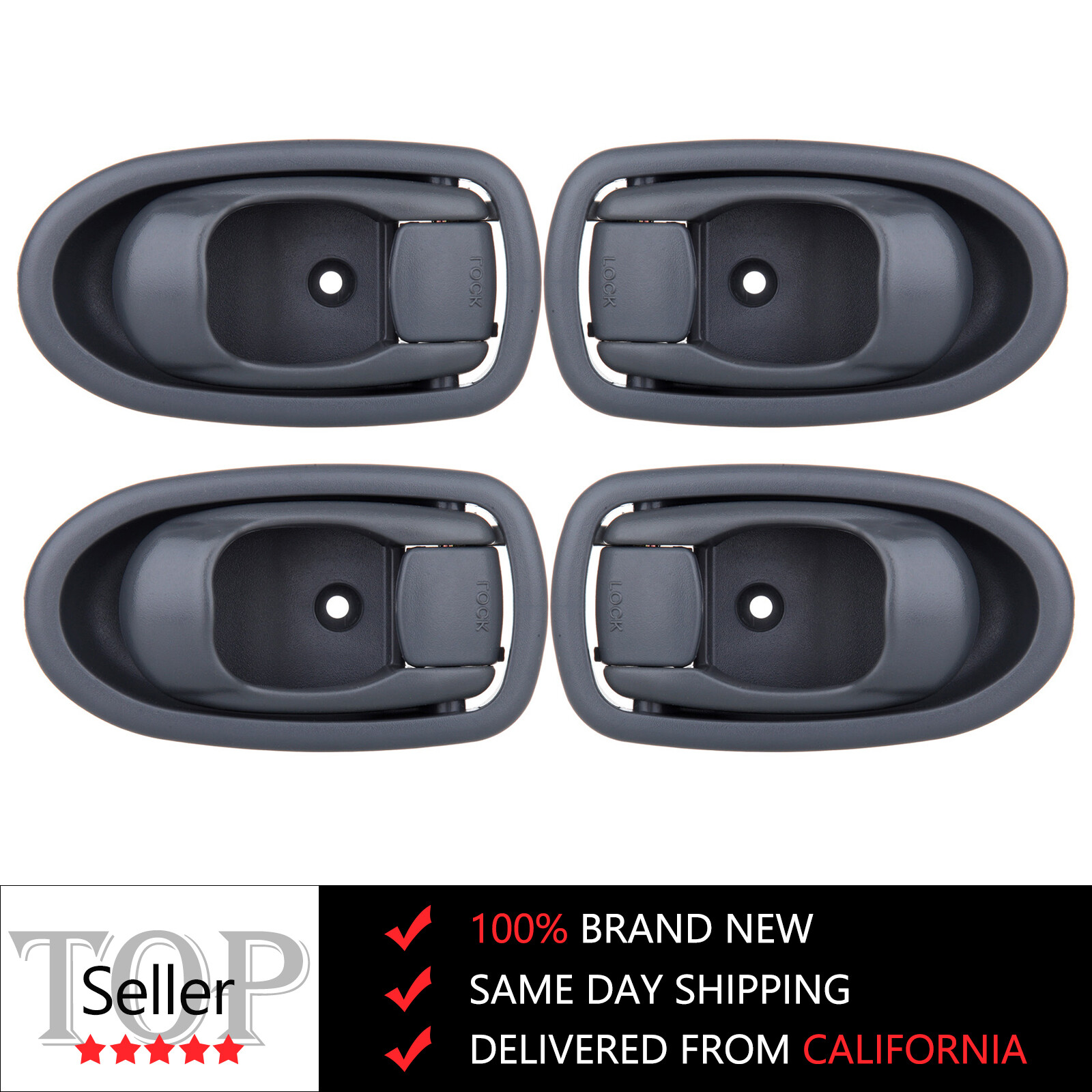 4 Door Handle Gray Interior Right Left Front Rear Set for 01-04 Kia for Spectra