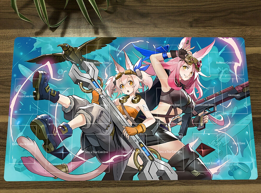 YGO Tri-brigade Ferrijit & Kit Mini Playmat CCG TCG Trading Card Game Mat