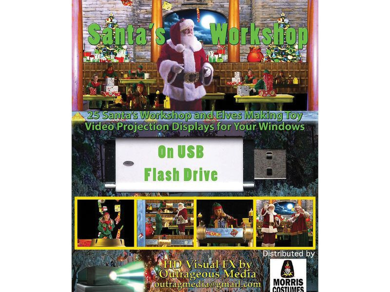 Santas Workshop Digital Decor USB Drive Christmas Holiday Elves Elf Wall Screen