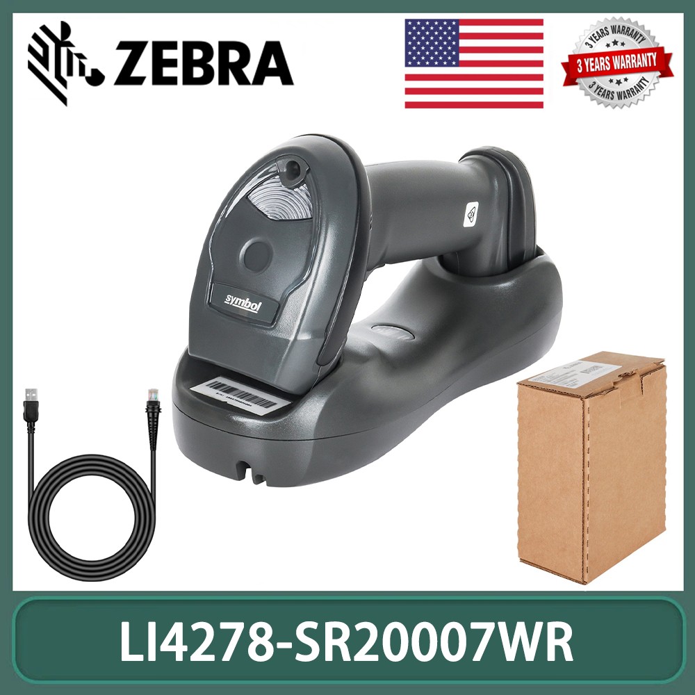 Zebra Symbol LI4278-SR20007WR 1D USB Cordless Wireless Barcode Scanner Reader