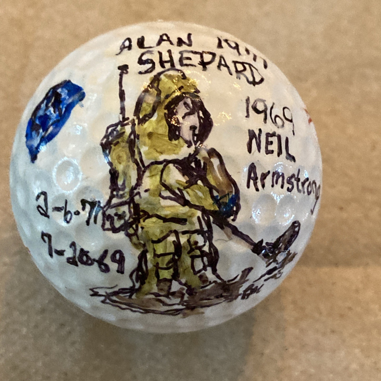 Neil Armstrong 1969 Walked Alan Shepard Golf 1971 On  Moon Spalding Golf Ball