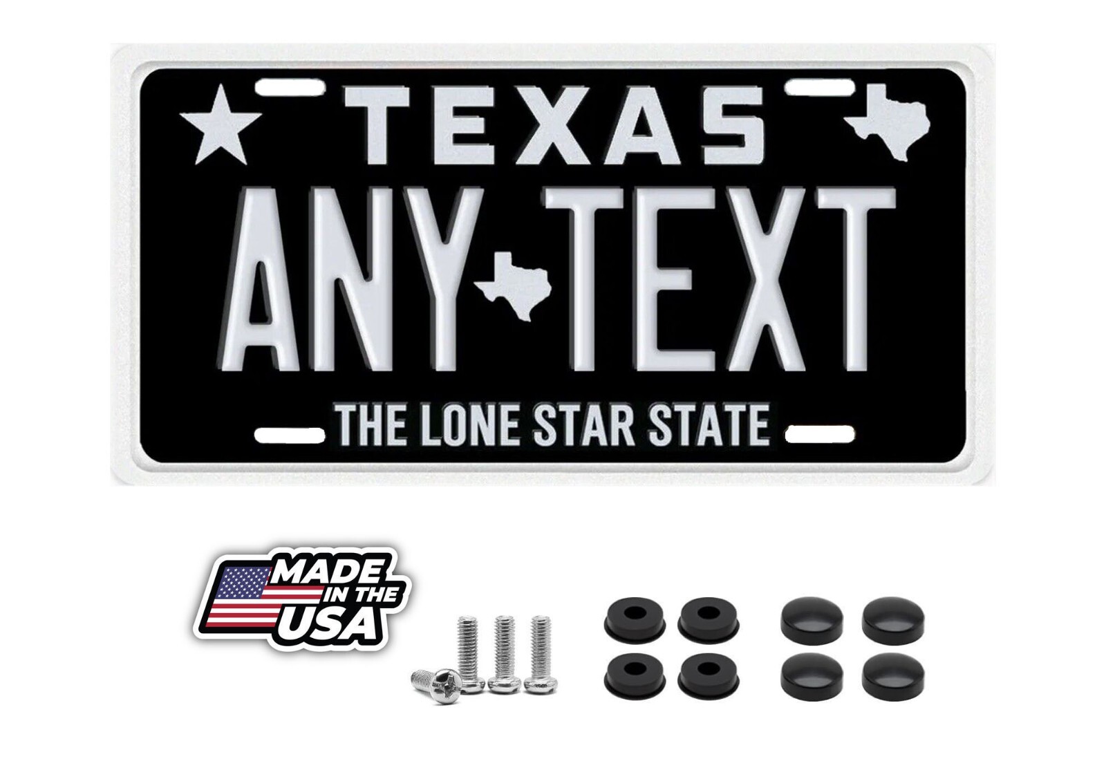 Houston Texas Personalized License Plate YOUR NAME ANY TEXT Custom Black White