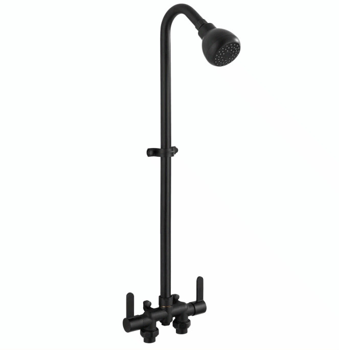 31" Outdoor Shower System with Brass Valve, Matte Black