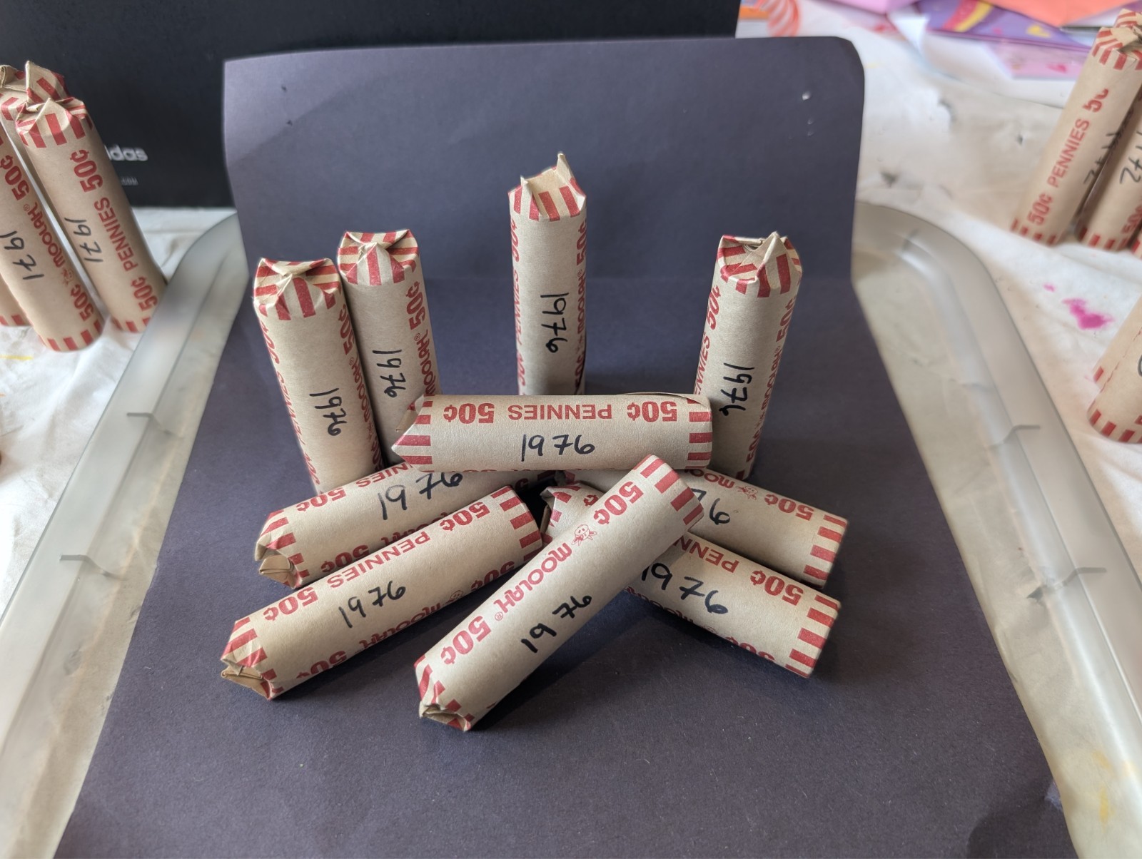1976 Lincoln Memorial Copper Pennies - 50 Coin Roll - Pre-1982