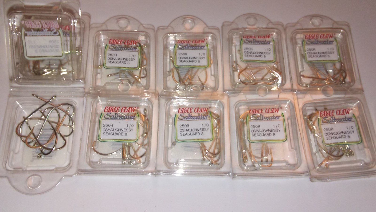 lot 80 EAGLE CLAW LAZER SHARP SALTWATER NICKEL SEAGUARD HOOKS 1/0  250RW