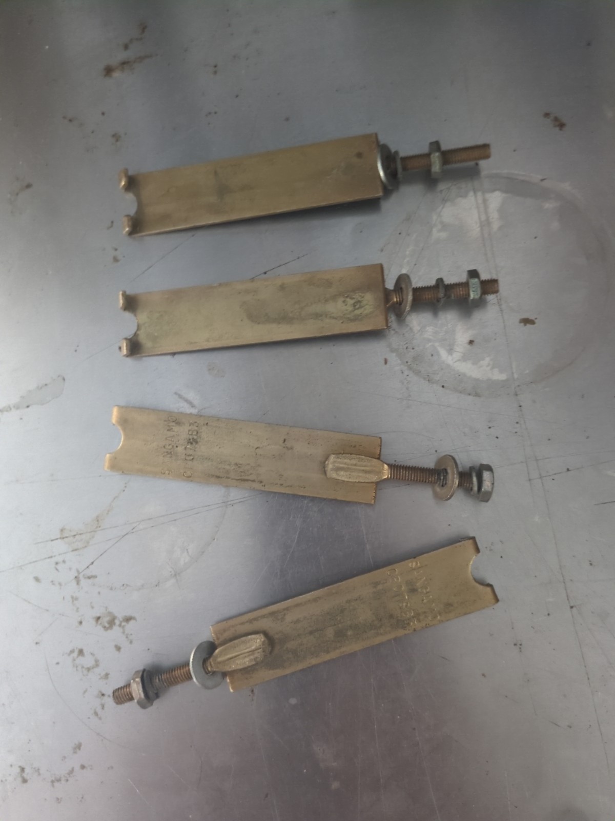 Vtg. Sangamo CP07SB3  Oil Capacitors Lot of 4 Mount Blade Brackets Hold-down