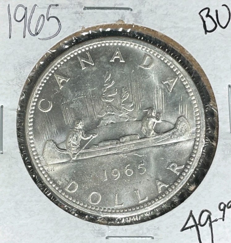 1965 CANADA SILVER DOLLAR ~ BU~BEAUTIFUL COIN~80%SILVER
