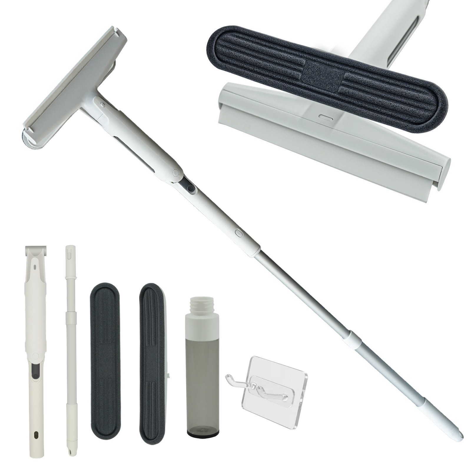 3-in-1  Window Cleaning Brush Washing Kit with Water Collector & Floor Squeegee