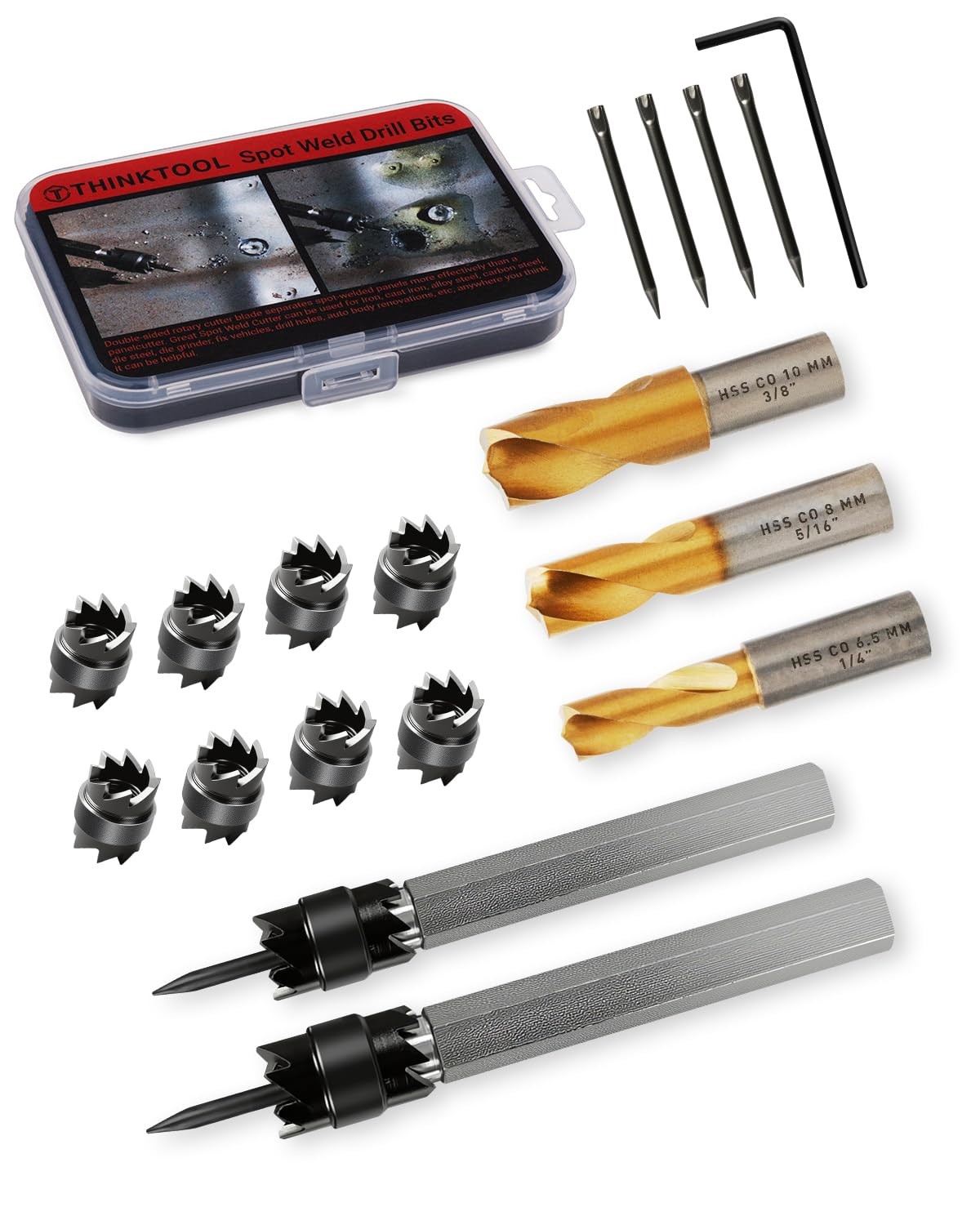 18 PCS Spot Weld Cutter Sets Double Sided, 3/8" and 5/16" HSS Spot Weld Cutte...