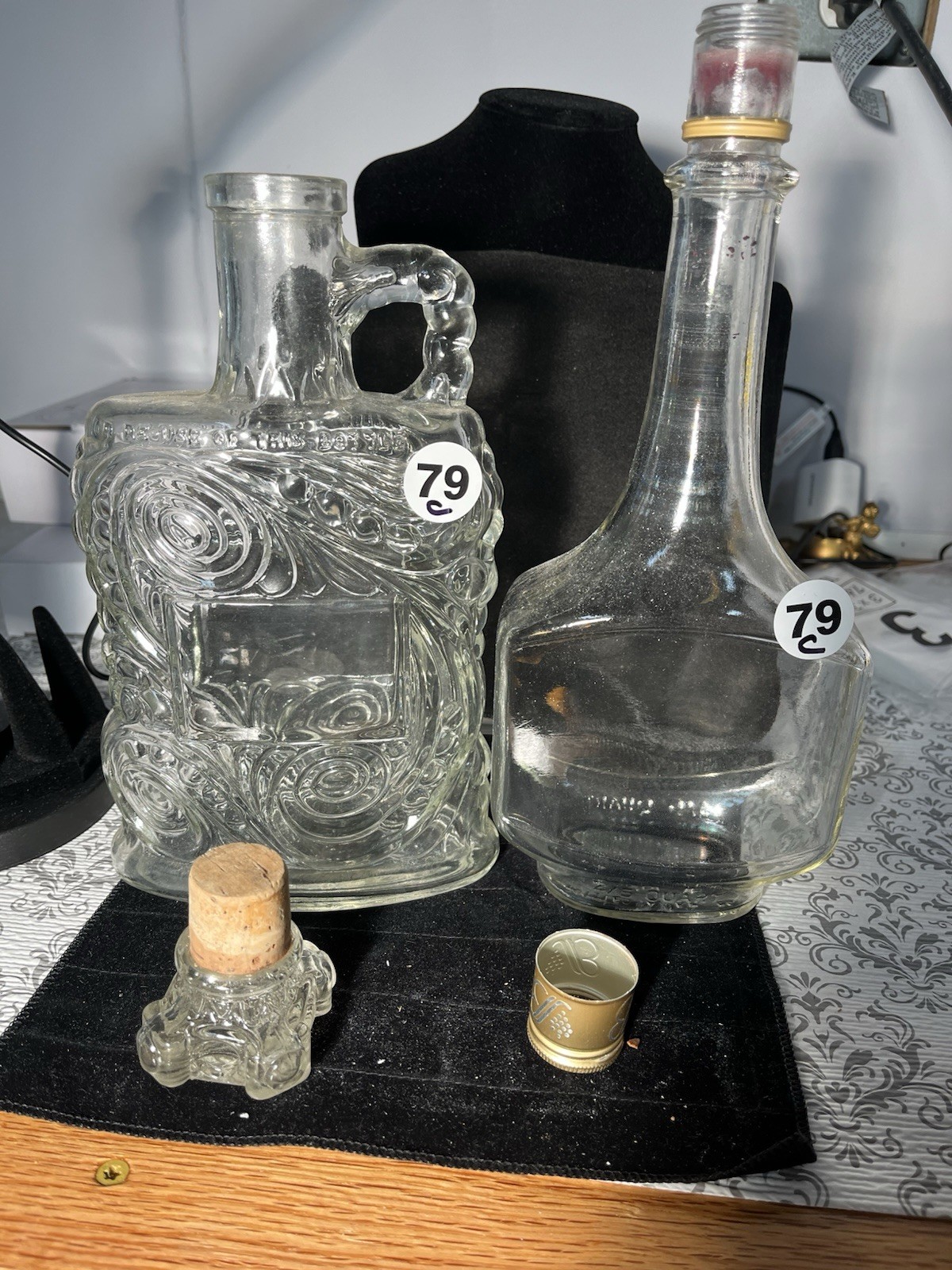1 Really Cool Clear Glass Cork Top Bottle And 1 Screw Top Bottle