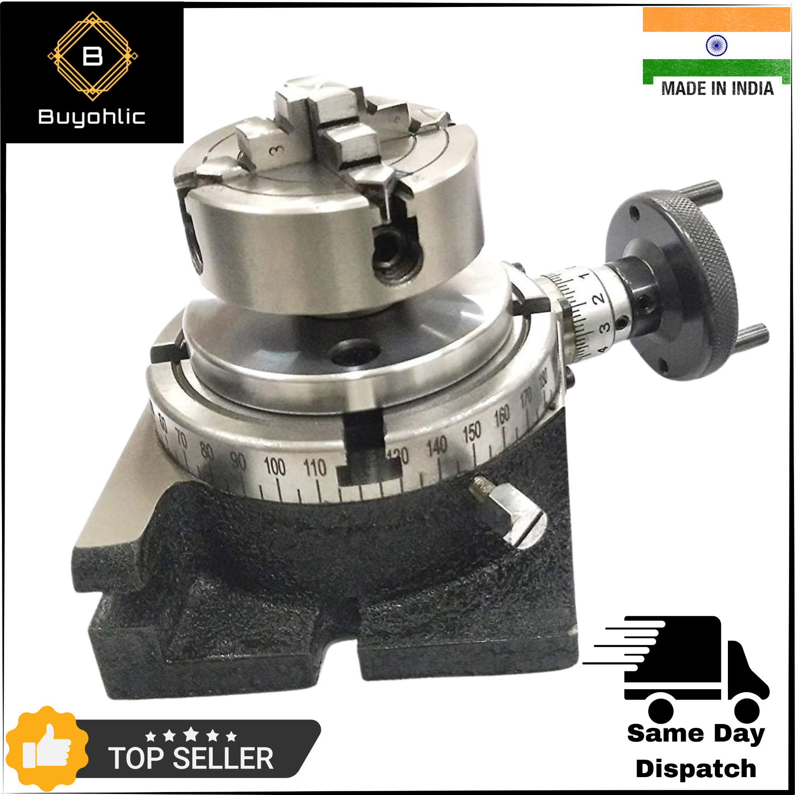 4"/ 100mm Regular Rotary Indexing Table With Small Chucks and back Plate