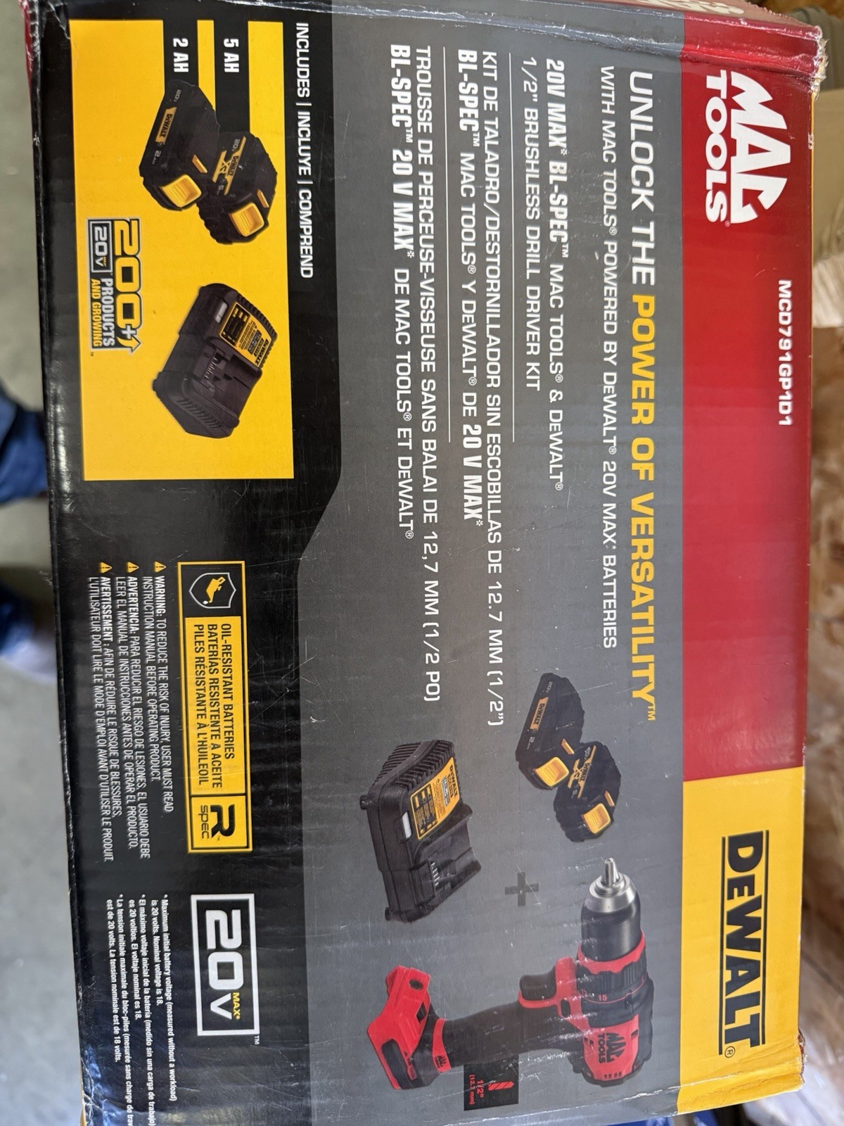 Mac Tools BL-Spec 1/2 Brushless Drill Driver Kit MCD791GP1D1 Brand New In Box