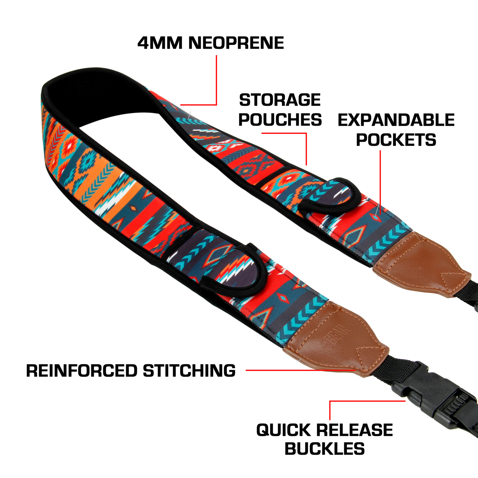 Camera Neck Strap with Accessory Storage Pockets