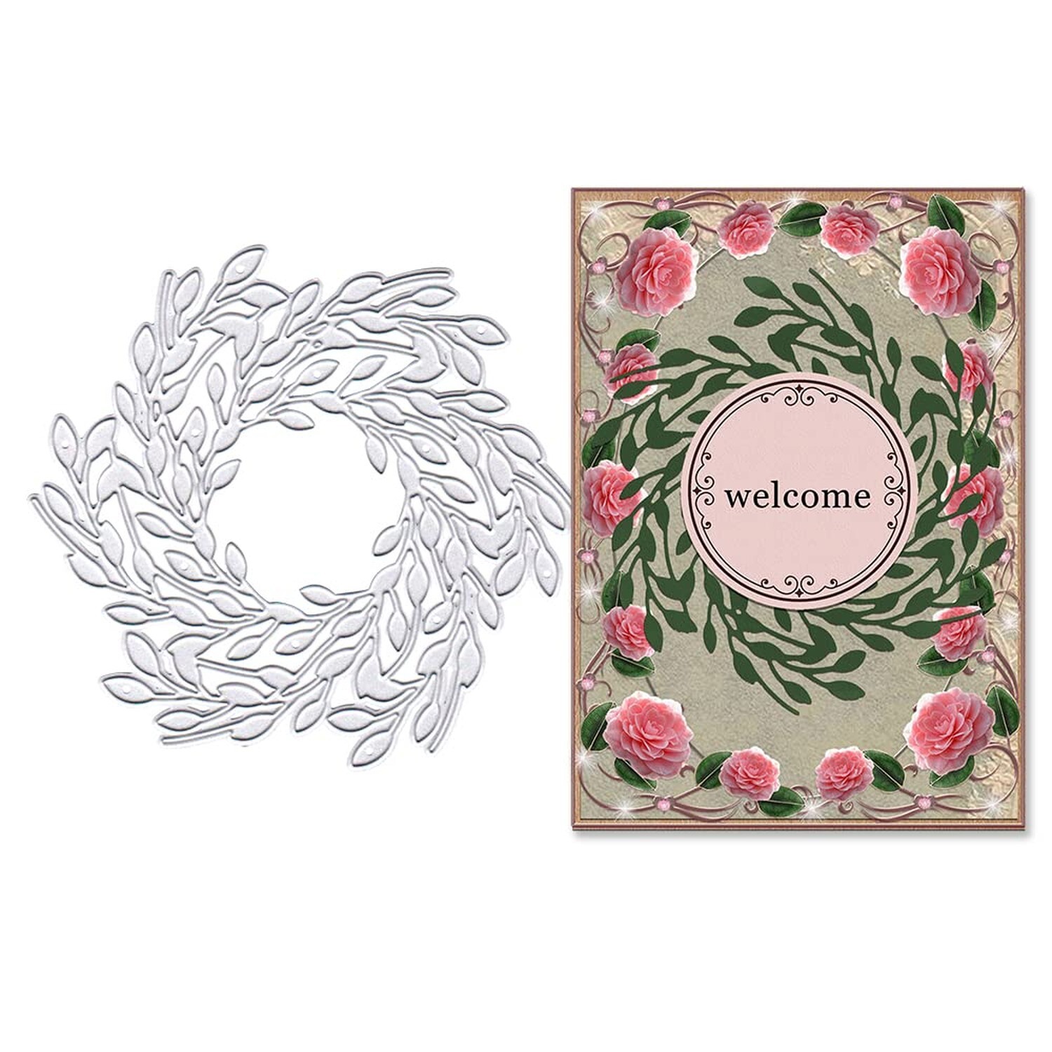 ALIBBON Christmas Wreath Die Cuts for Card Making, Metal Template Molds, Back...