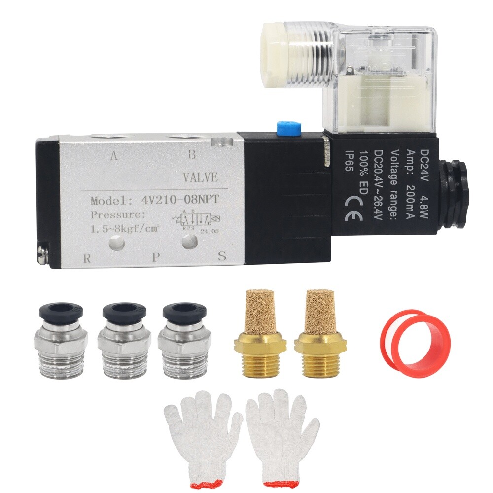 1/4" NPT 2 Position 5 Way  4v210-08 DC24v  Electric Solenoid  Valve Sets