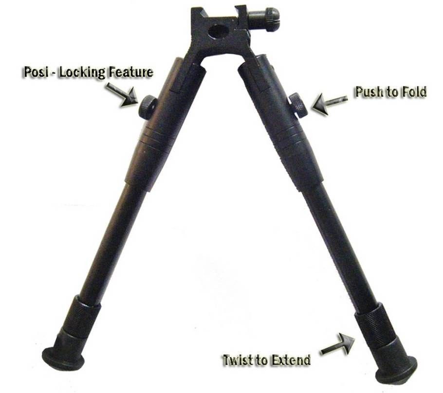 Adjustable Picatinny Spring Return Foldable Hunting Rifle Bipod w/ Barrel Mount