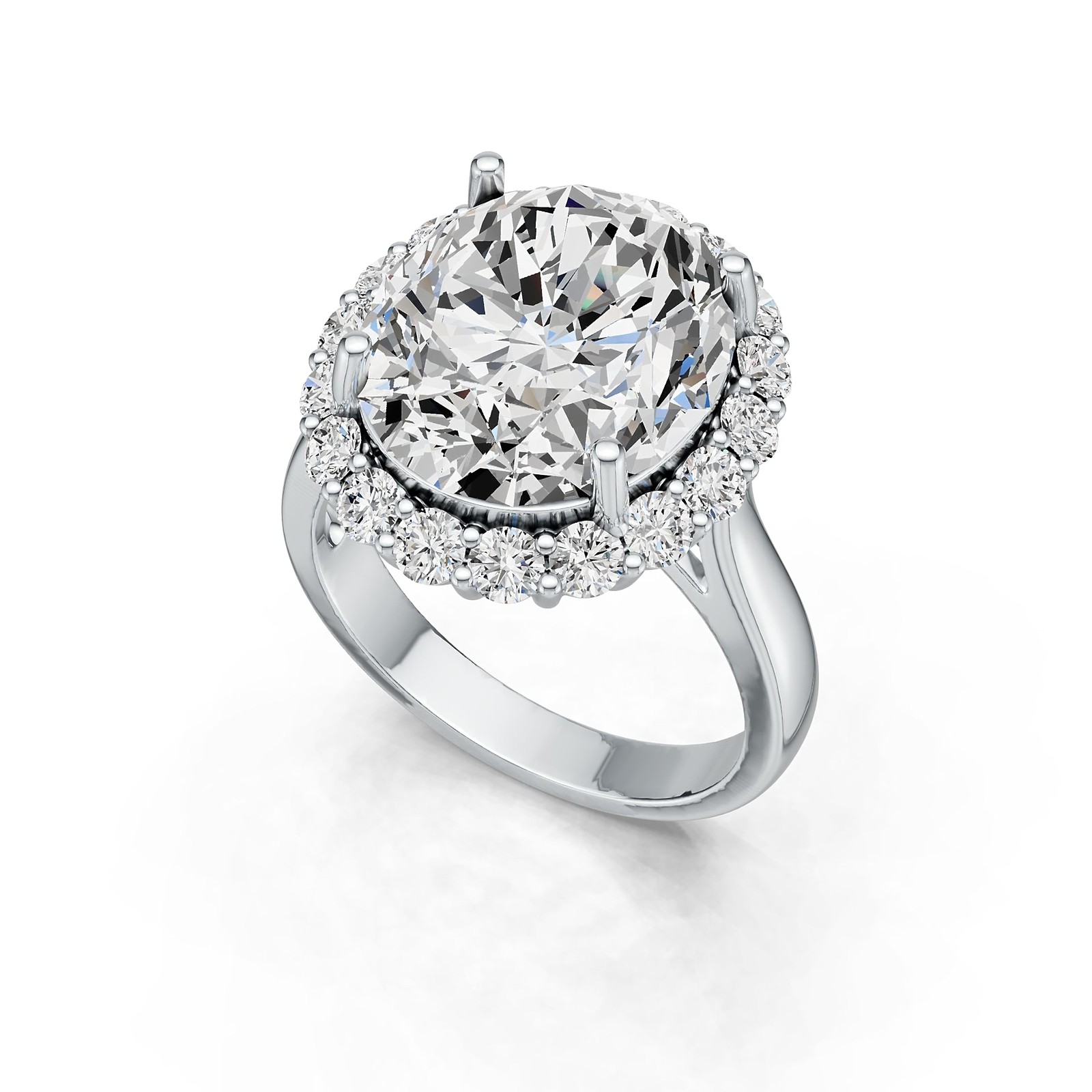 Sterling Silver Semi Mount Ring Setting Oval OV 14X12mm Halo with White Topaz