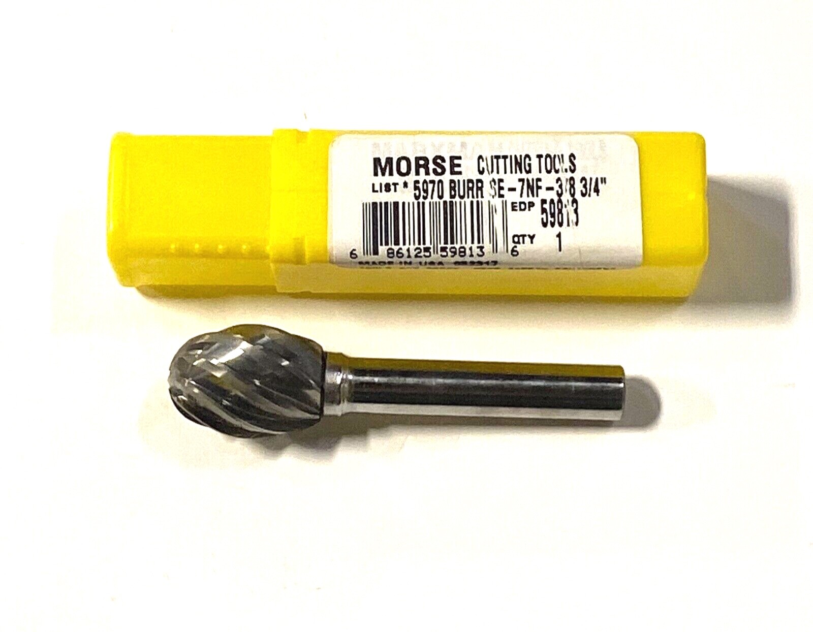 Morse 3/4" Carbide Burr Oval Shape 3/8" Shank 1" Cut USA Made 59813