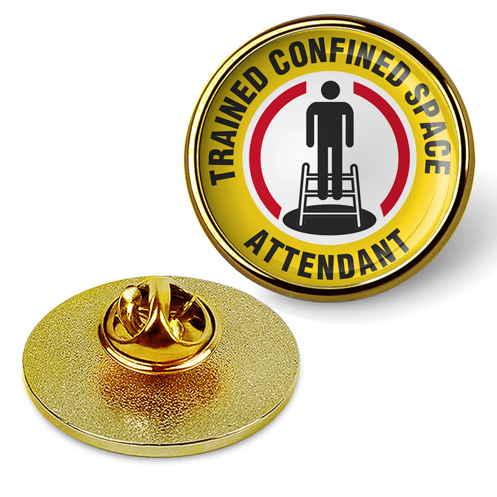Trained Confined Space Attendant Hat Pin Lapel Tie Shirt Brooches & Pins - Gold